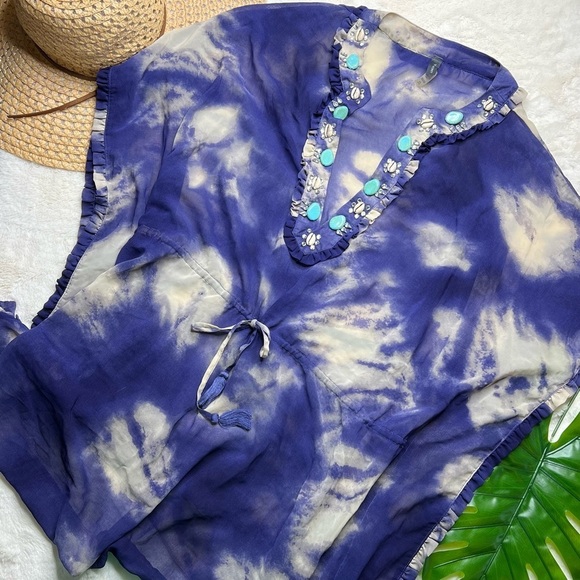 Victoria’s Secret Jeweled Tie Dye Beach Caftan | Bombshell Era Glam - Picture 7 of 10